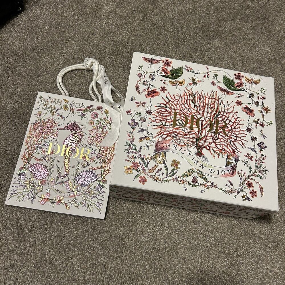 EMPTY REPLACEMENT BOX BAG ONLY - Christian Dior White Botanical - 12.5x11.5x4.5